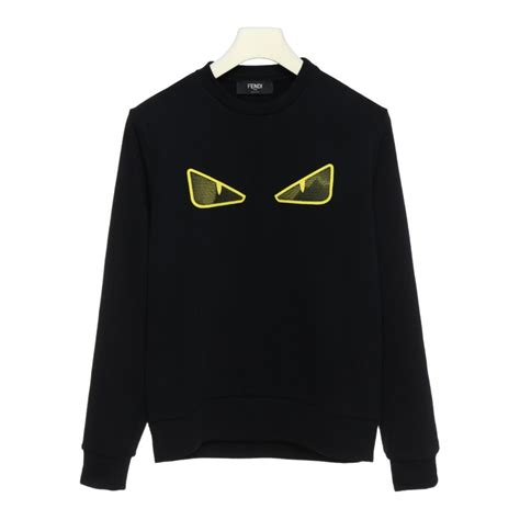 fendi sweatshirt with yellow edges eyes applique|Yellow mohair sweater .